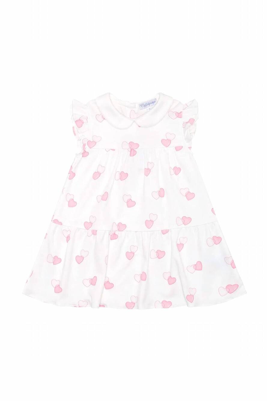 NEW NELLA PIMA girl's sweetheart classic dress in white/pink